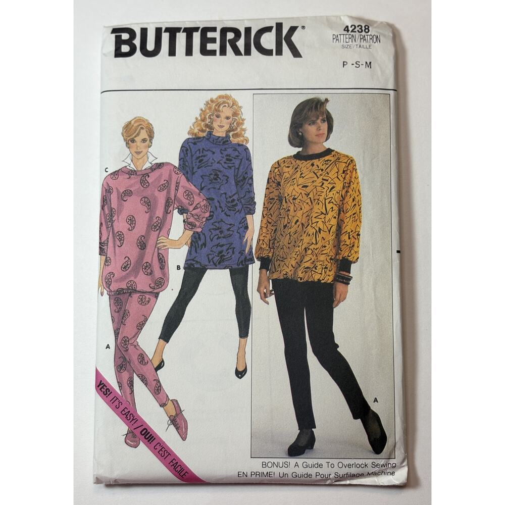 Butterick 4238 Misses Size Petite-Sm-Med Top & Pants vn